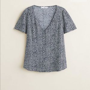 Mango Flower Printed Buttoned Blouse